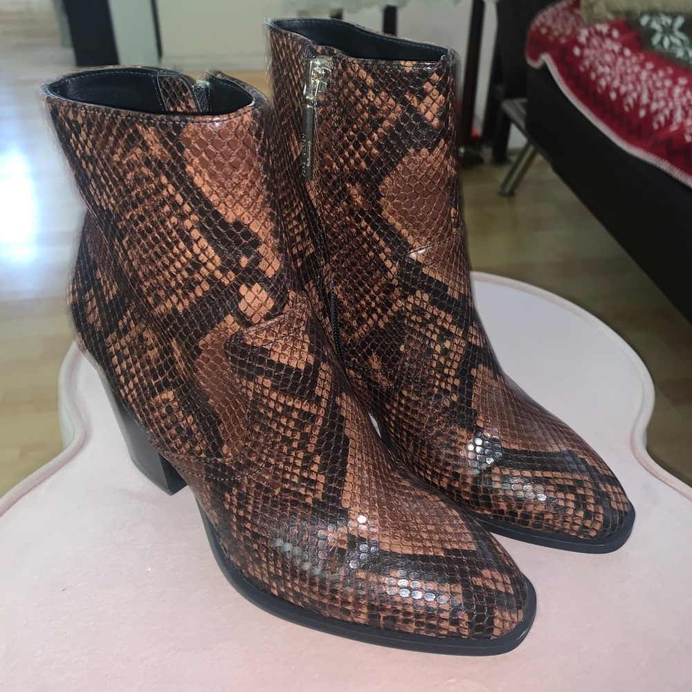 Topshop brown animal snake print boots